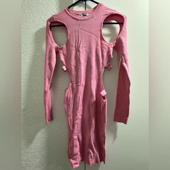 NWT Fashion Nova Pink Cut Out Knot Dress - Picture 2 of 5